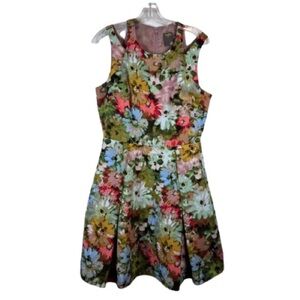 Taylor Sleeveless Fit & Flare Floral Jacquard Dress Size 8 Multicolor Spring 8